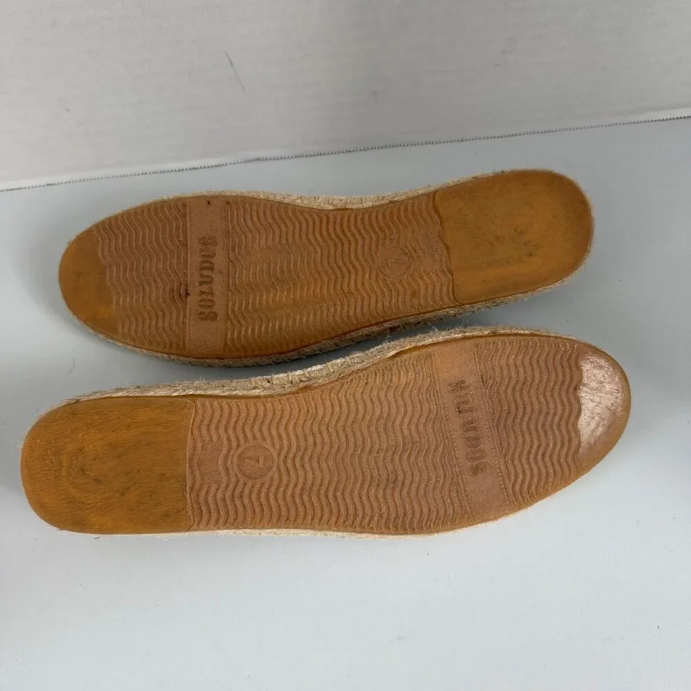 Soludos Espadrille Natural Slip On Shoes Pink Flamingo Embroidered Women's 7